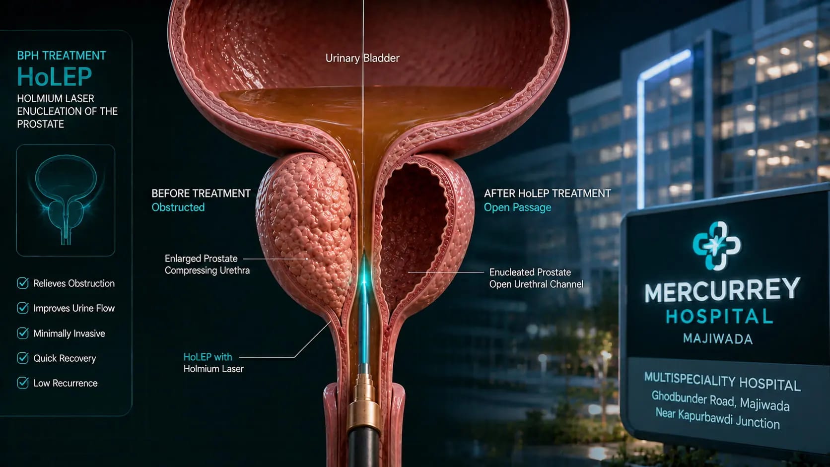 Prostate enlargement BPH treatment at Mercurrey Hospital Kapurbawdi Majiwada Thane – HRG Urology